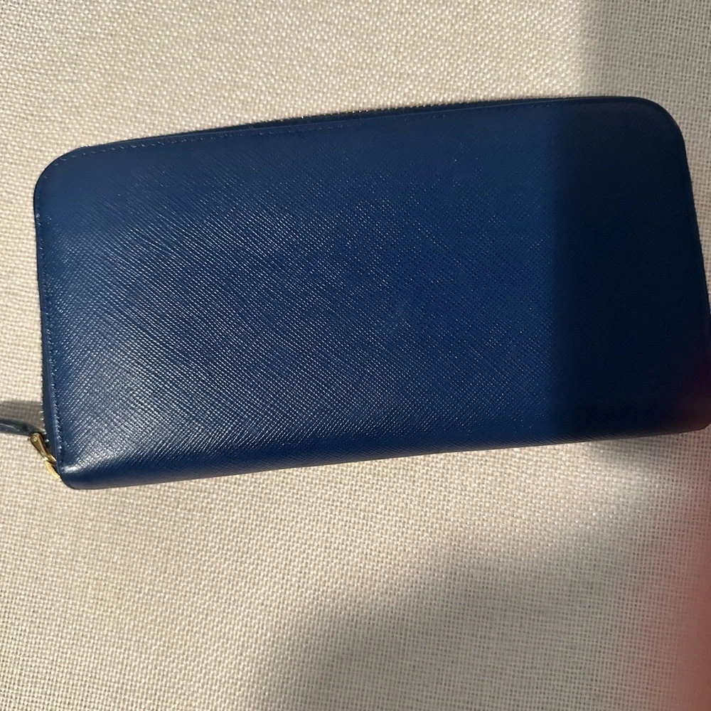 Prada blue  Wallet with Gold Detail